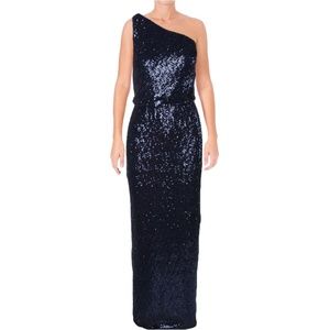 RALPH LAUREN Navy Sequin Formal Gown